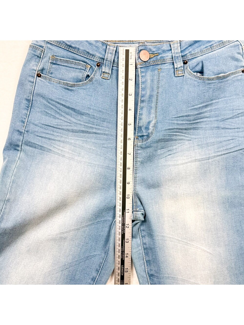 Fashion Nova Wide Leg High Waisted Light Wash Denim Jeans Women’s Size 11 NWT - Picture 13 of 15